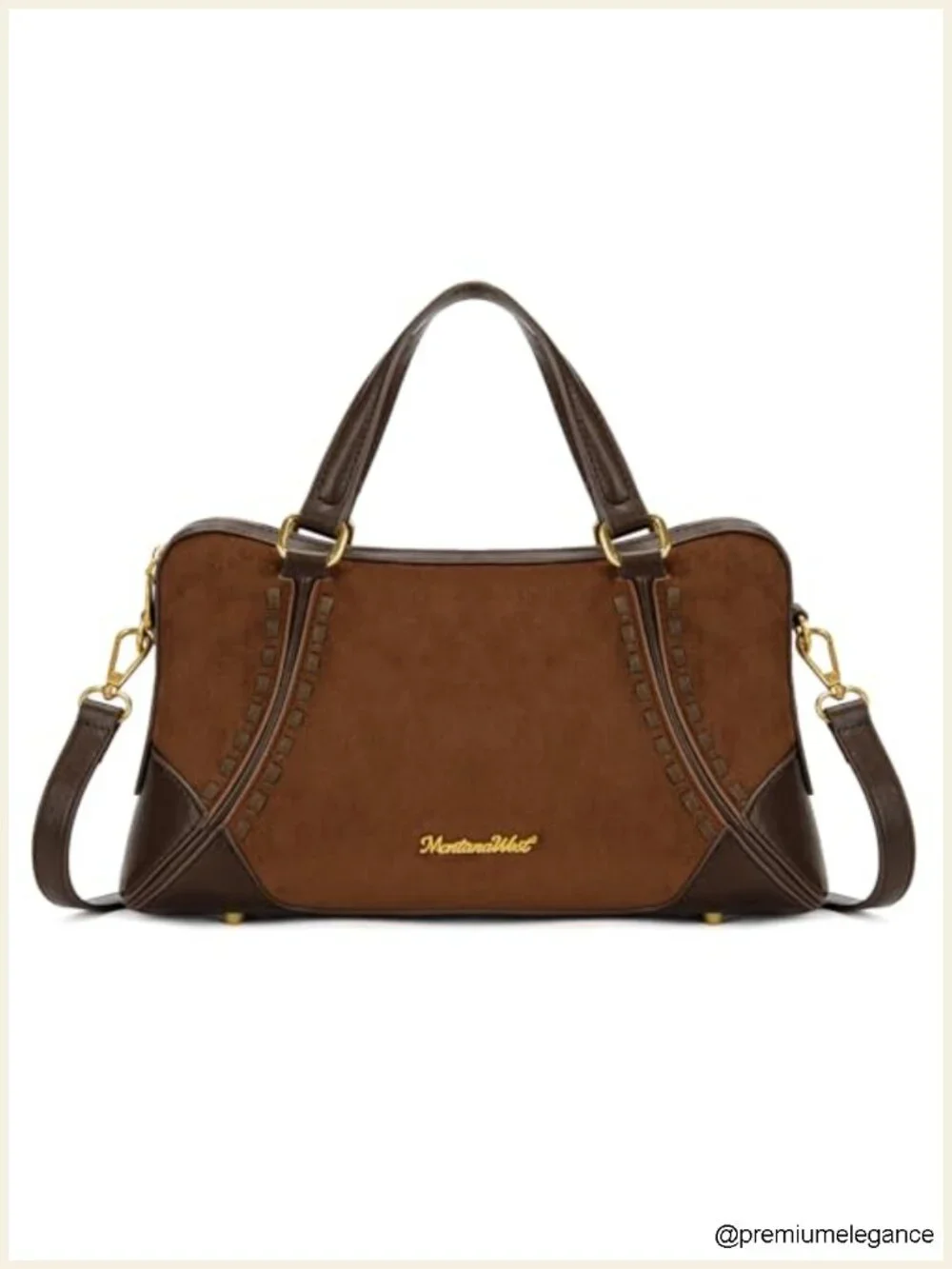 Western Faux Suede Satchel Crossbody Bag with Adjustable Strap